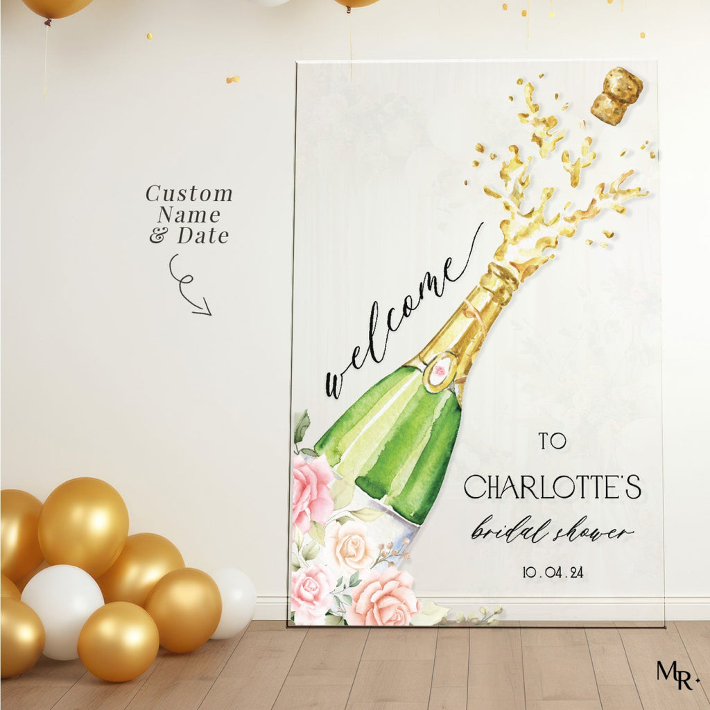 Champagne Bridal Shower Welcome Sign, Brunch and Bubbly Bridal Shower Sign - SpeedyOrders
