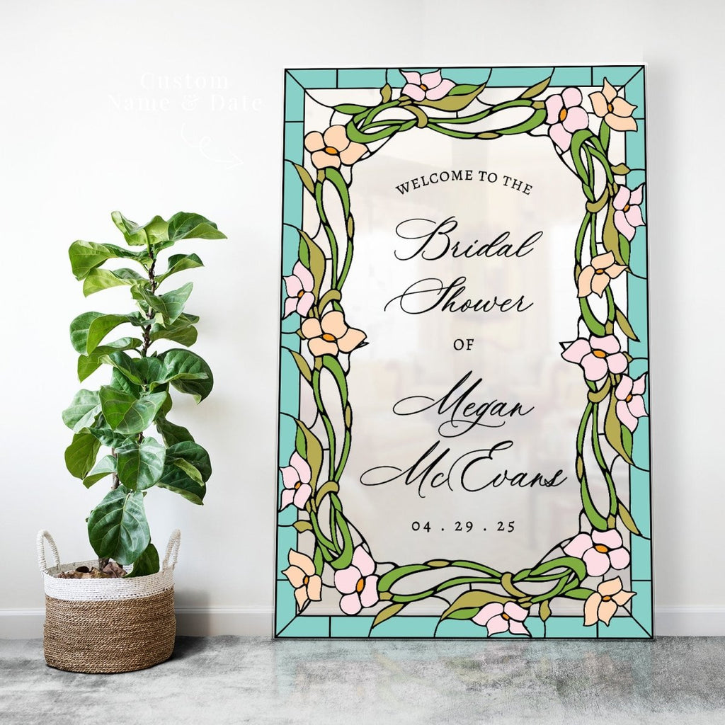 Cherry Blossom Frosted Bridal Shower Sign, Garden Vines Bridal Shower Welcome Sign - SpeedyOrders