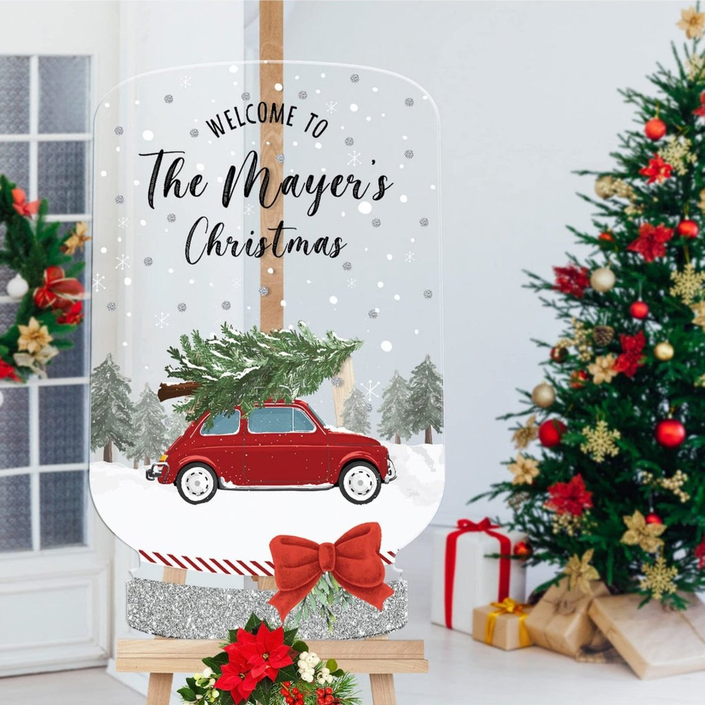 Christmas Tree Welcome Sign, Custom - Made Jolly Winter Xmas Welcome Decoration - SpeedyOrders