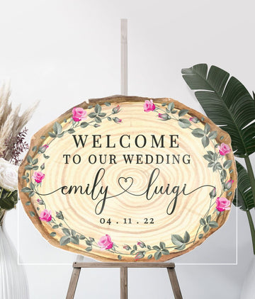 Classy Wooden Inspired Wedding Party Welcome Sign - SpeedyOrders