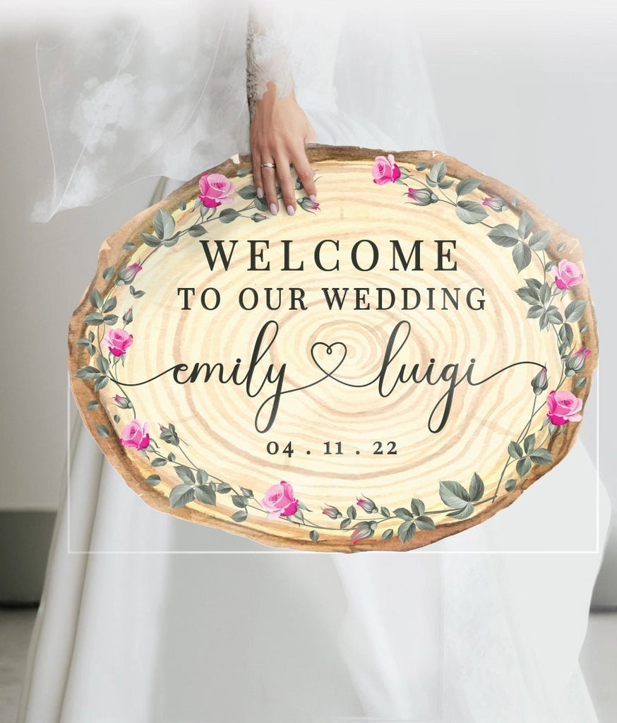 Classy Wooden Inspired Wedding Party Welcome Sign - SpeedyOrders