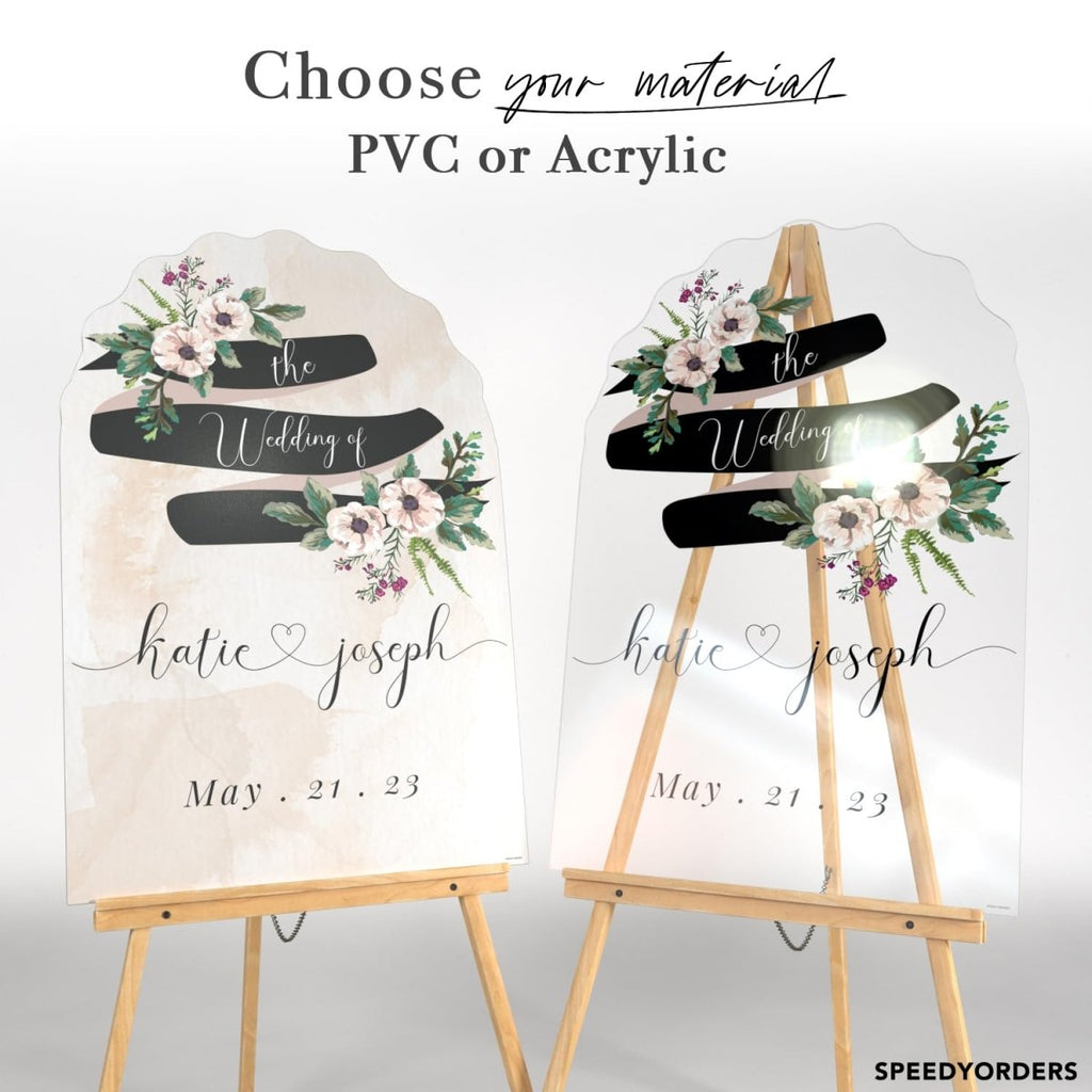 Cream Floral Theme Wedding Signs - SpeedyOrders