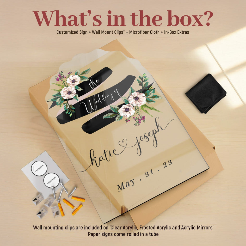 Cream Floral Theme Wedding Signs - SpeedyOrders