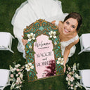 Cream Magnolias Wedding Welcome Sign, Green Stained Glass Wedding Signs - SpeedyOrders