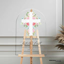 Cross In Loving Memory Sign, Custom Floral Funeral Welcome Signage For Funeral Decorations - SpeedyOrders