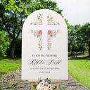 Cross In Loving Memory Sign, Custom Floral Funeral Welcome Signage For Funeral Decorations - SpeedyOrders