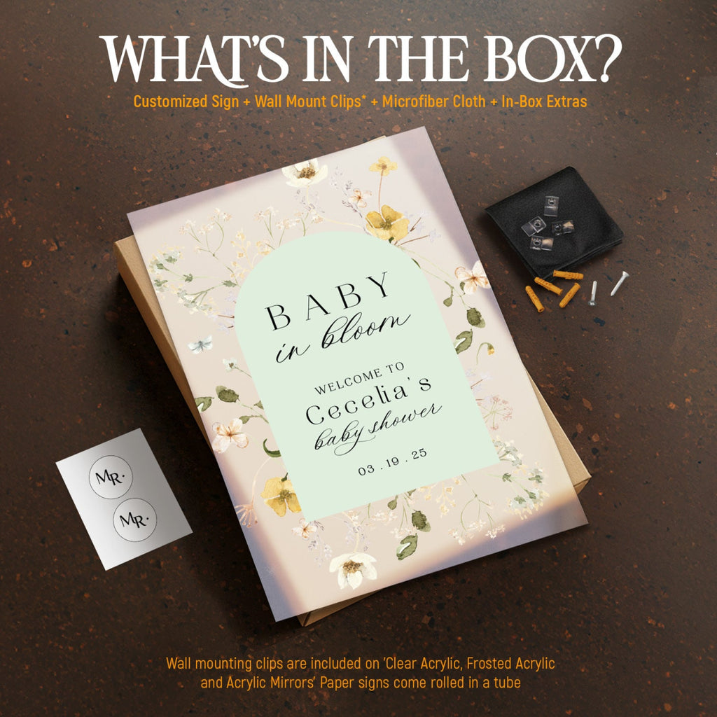 Custom Baby In Bloom Baby Shower Sign, Acrylic Baby In Bloom Welcome Sign - SpeedyOrders