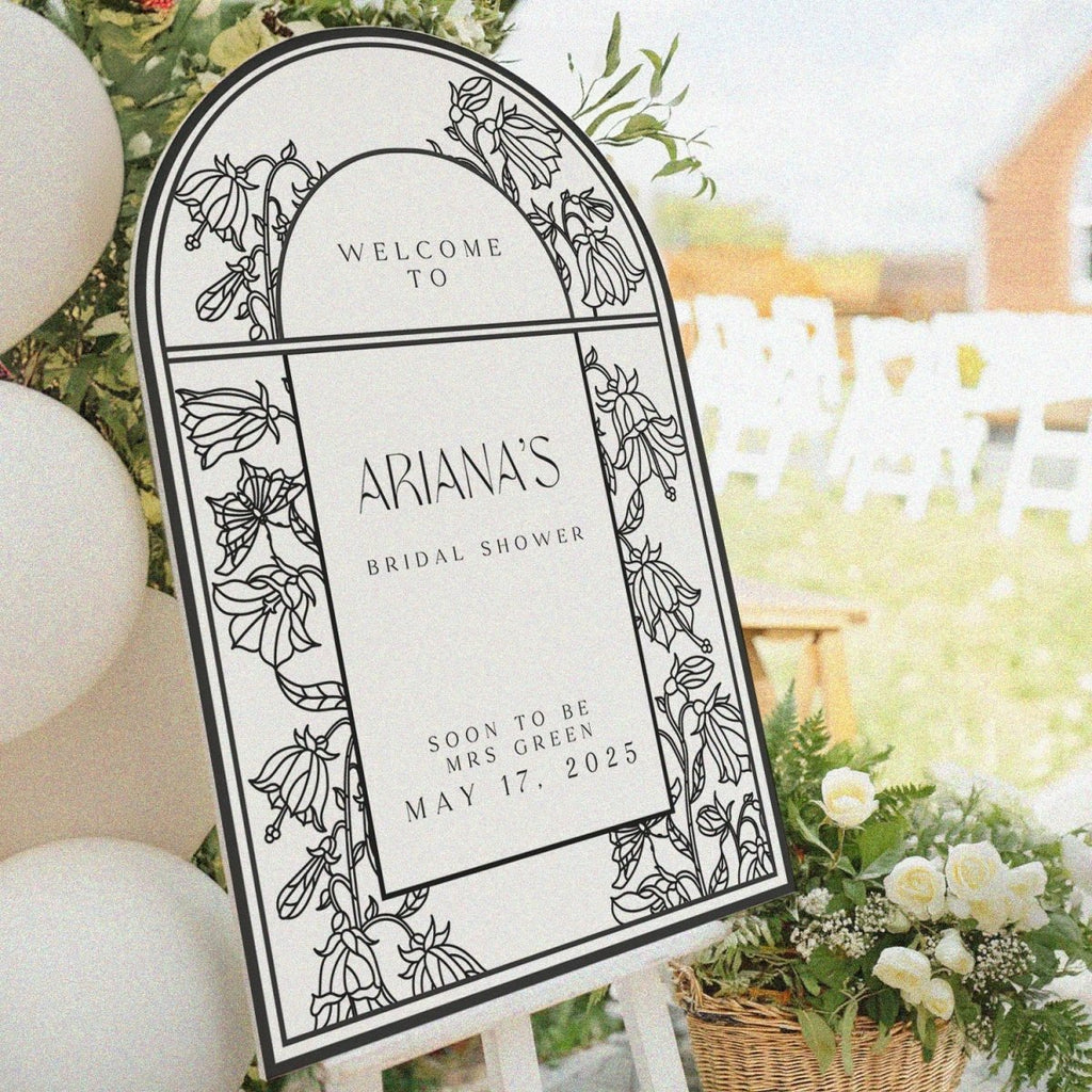 Custom Bridal Shower Mirror Sign, Stained Glass Mirror Bridal Shower Welcome Sign - SpeedyOrders