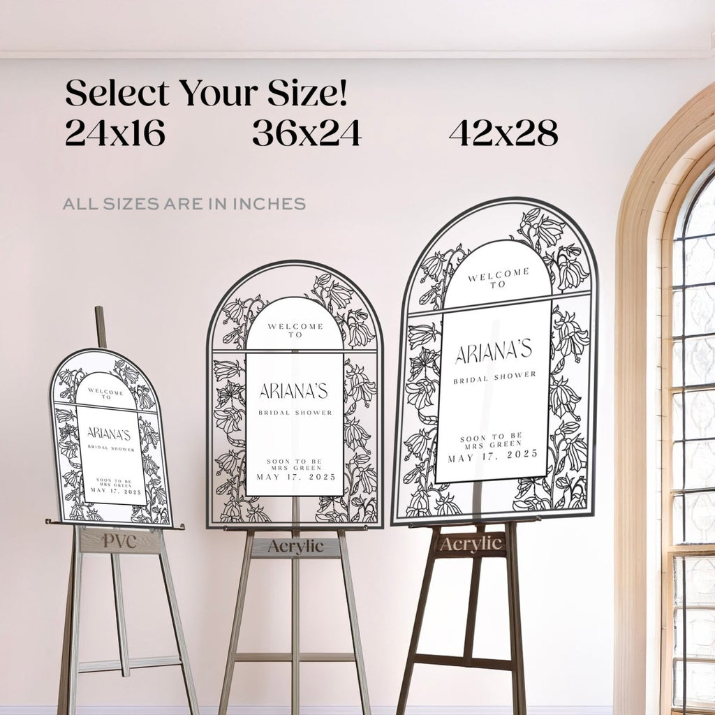 Custom Bridal Shower Mirror Sign, Stained Glass Mirror Bridal Shower Welcome Sign - SpeedyOrders