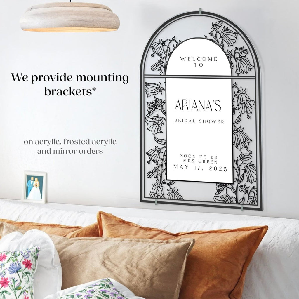 Custom Bridal Shower Mirror Sign, Stained Glass Mirror Bridal Shower Welcome Sign - SpeedyOrders