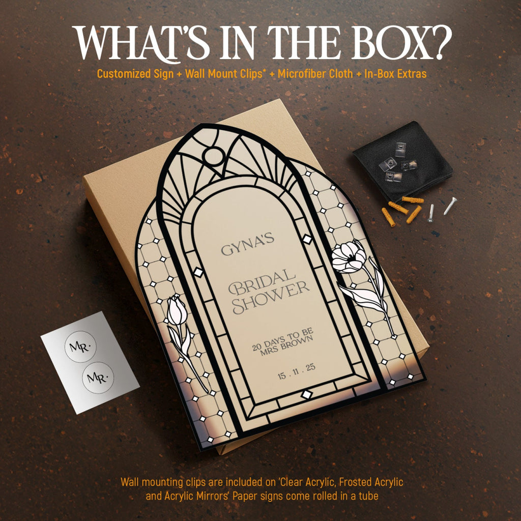 Custom Bridal Shower Sign, Stained Glass Frosted Bridal Shower Welcome Sign - SpeedyOrders