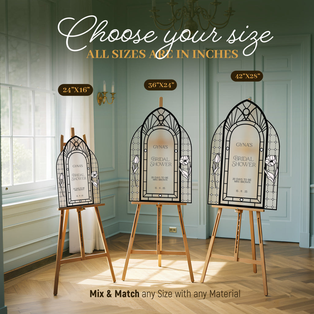 Custom Bridal Shower Sign, Stained Glass Frosted Bridal Shower Welcome Sign - SpeedyOrders