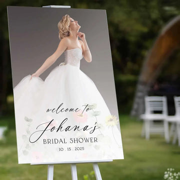 Custom Bridal Shower Signage With Bride To Be Photo, Bridal Shower Welcome Sign With Photo - SpeedyOrders