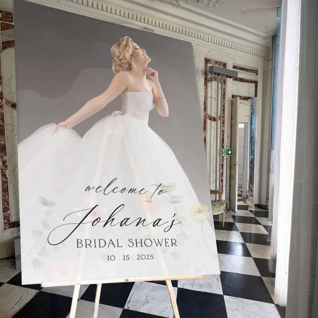 Custom Bridal Shower Signage With Bride To Be Photo, Bridal Shower Welcome Sign With Photo - SpeedyOrders