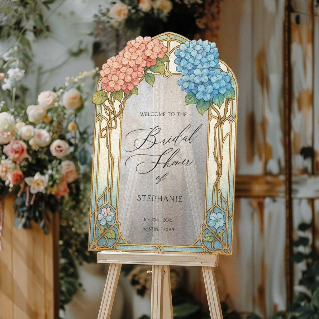 Custom Bridal Shower Welcome Sign, Gold Mirror Bridal Shower Sign - SpeedyOrders