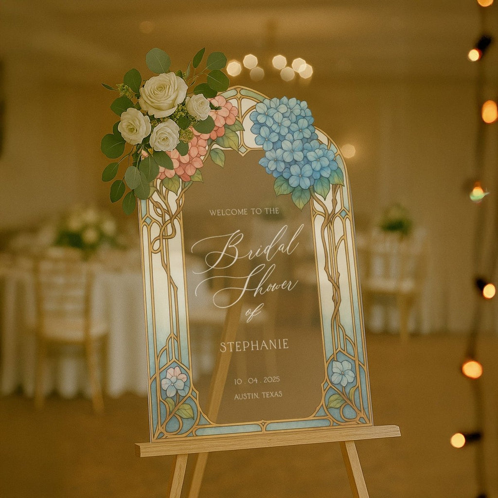 Custom Bridal Shower Welcome Sign, Gold Mirror Bridal Shower Sign - SpeedyOrders