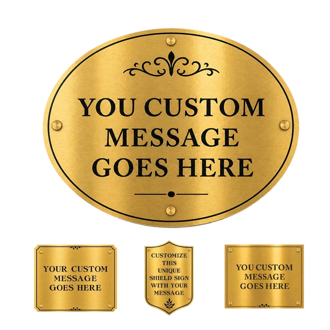 Custom Brushed Gold Metal Signs — Office, Business & Commercial - SpeedyOrders