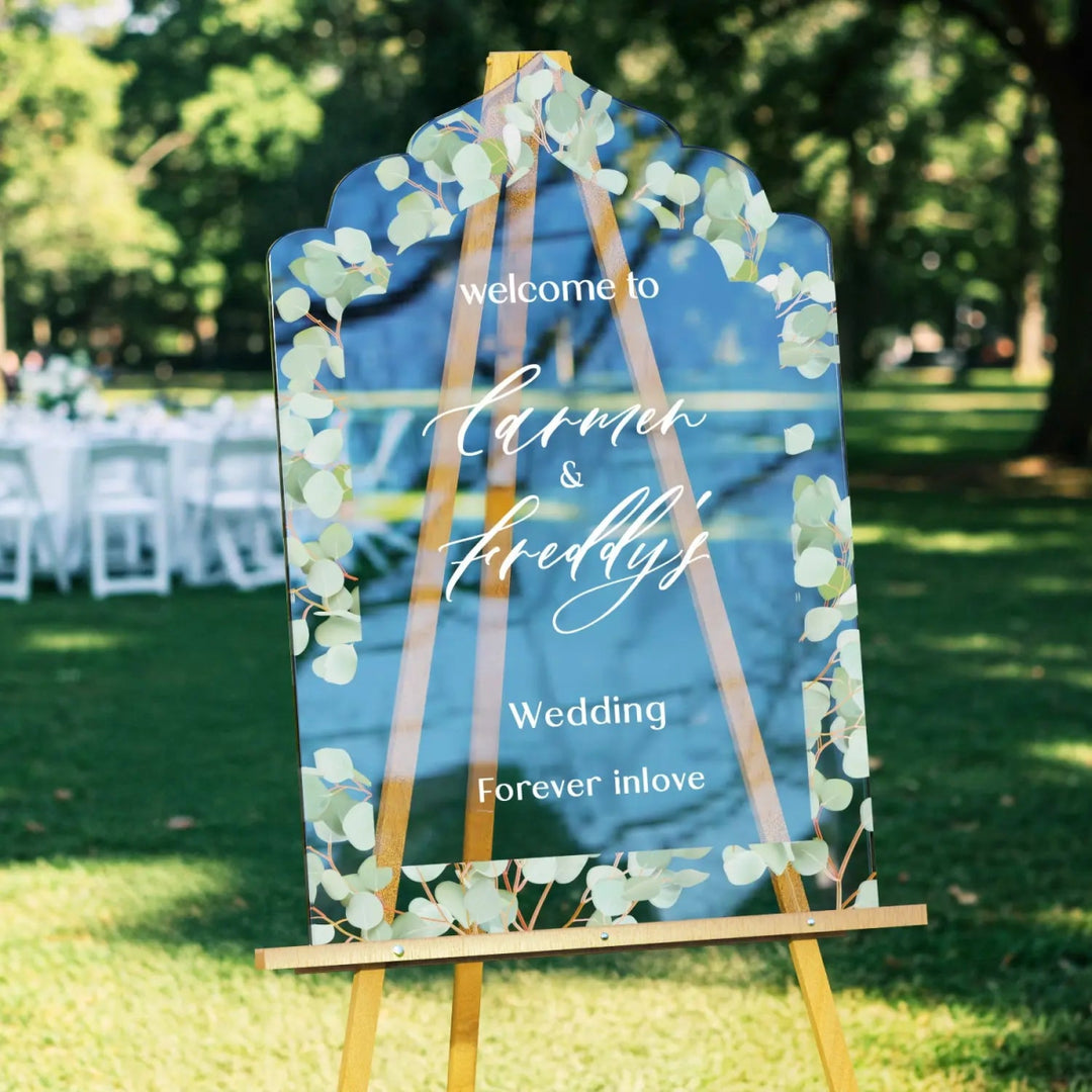 Custom Eucalyptus Wedding Entrance Sign, Greenery Wedding Day Signage - SpeedyOrders