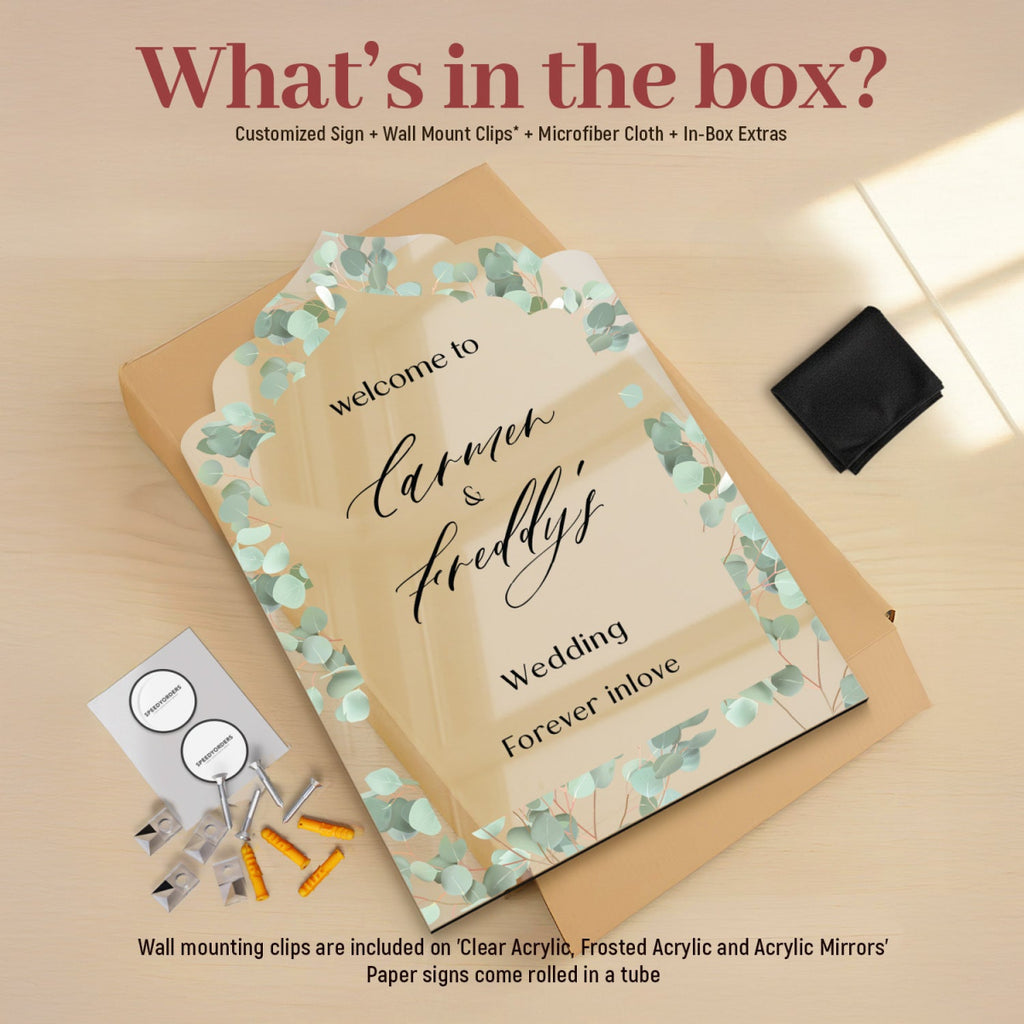 Custom Eucalyptus Wedding Entrance Sign, Greenery Wedding Day Signage - SpeedyOrders