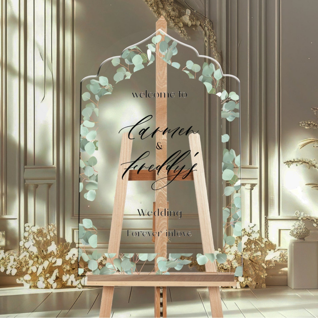 Custom Eucalyptus Wedding Entrance Sign, Greenery Wedding Day Signage - SpeedyOrders