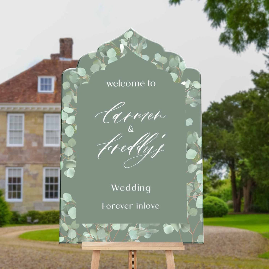 Custom Eucalyptus Wedding Entrance Sign, Greenery Wedding Day Signage - SpeedyOrders