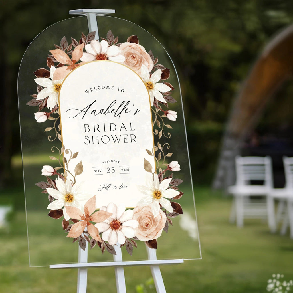 Custom Floral Fall In Love Bridal Shower Sign For Bridal Shower Decorations - SpeedyOrders