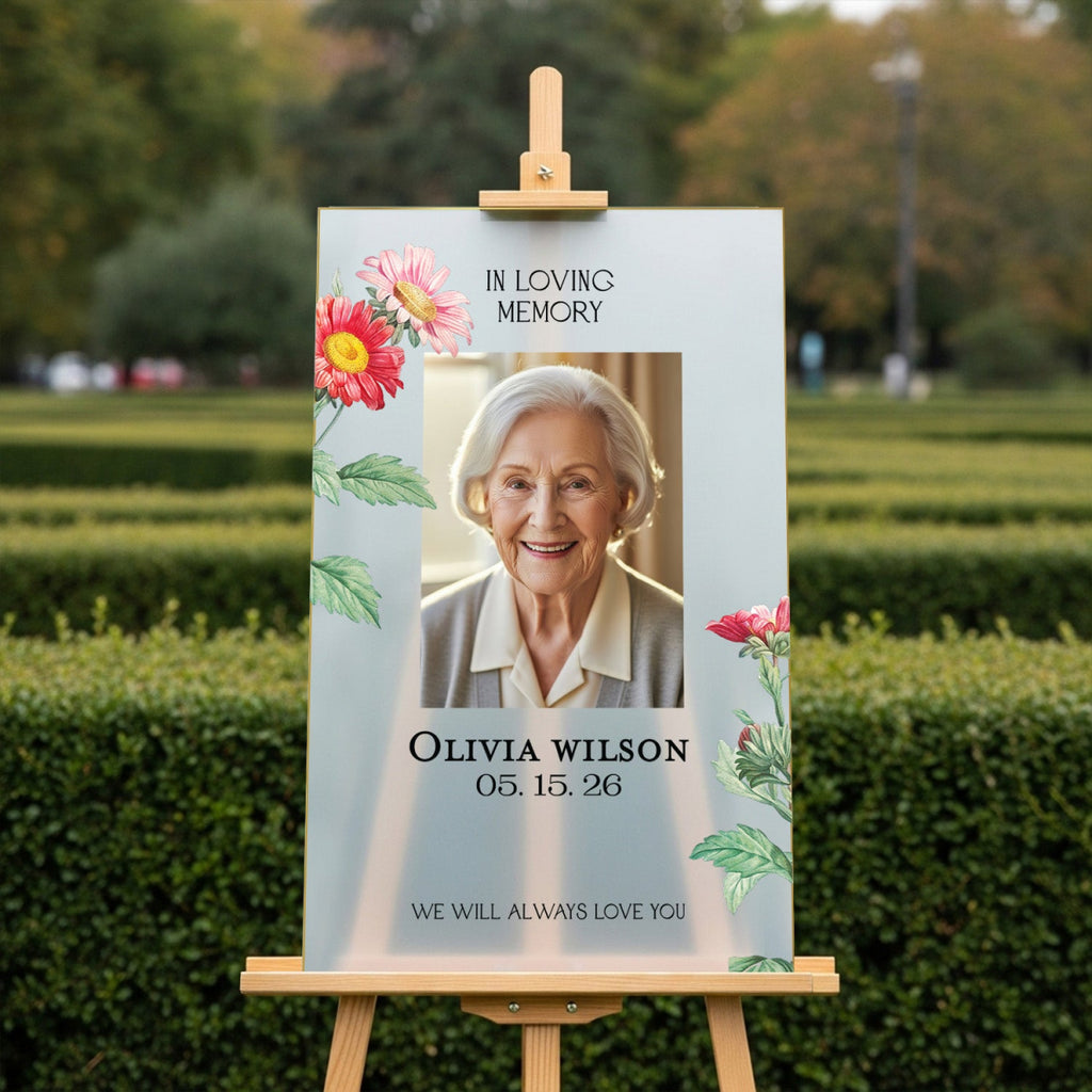 Custom Floral In Loving Memory Sign With Picture – SpeedyOrders