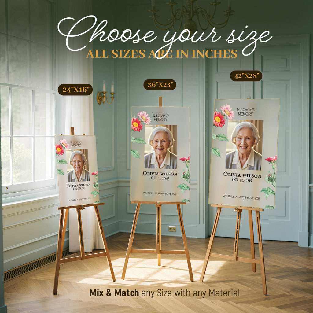 Custom Floral In Loving Memory Sign With Picture – SpeedyOrders
