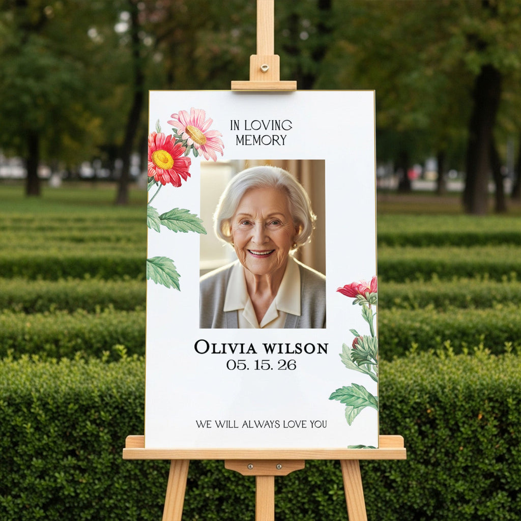Custom Floral In Loving Memory Sign With Picture – SpeedyOrders