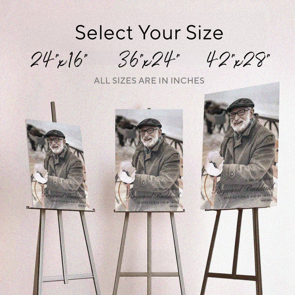 Custom Funeral Welcome Sign With Photo, In Loving Memory Signage - SpeedyOrders