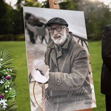 Custom Funeral Welcome Sign With Photo, In Loving Memory Signage - SpeedyOrders