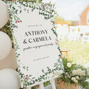 Custom Green Floral Engagement Sign For Engagement Party Decor, Personalized Sign For Engagement Welcome - SpeedyOrders