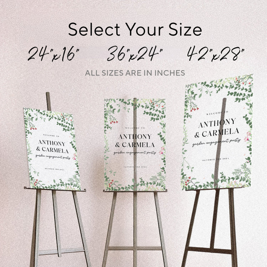 Custom Green Floral Engagement Sign For Engagement Party Decor, Personalized Sign For Engagement Welcome - SpeedyOrders