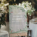 Custom Green Floral Engagement Sign For Engagement Party Decor, Personalized Sign For Engagement Welcome - SpeedyOrders