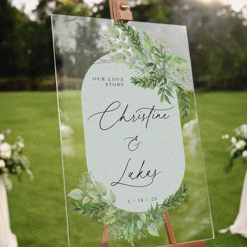 Custom Greenery Wedding Name Sign, Acrylic Signage For Wedding Welcome - SpeedyOrders