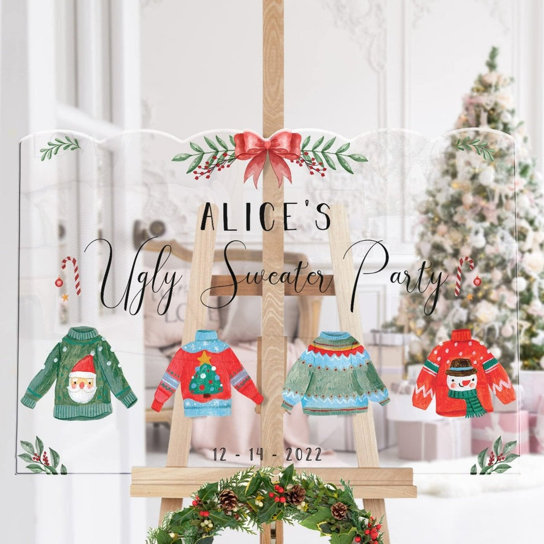 Custom - Made Ugly Sweater Christmas Party Welcome Sign - SpeedyOrders