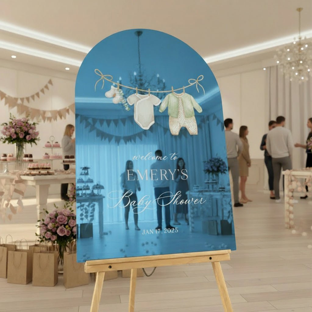 Custom Minimalist Baby Shower Entrance Sign, Acrylic Clothesline Signage For Baby Shower - SpeedyOrders