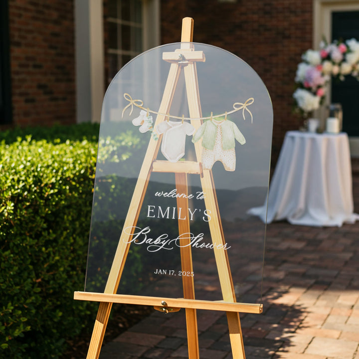 Minimalist Clothesline Baby Shower Sign · Acrylic & Mirror | SpeedyOrders