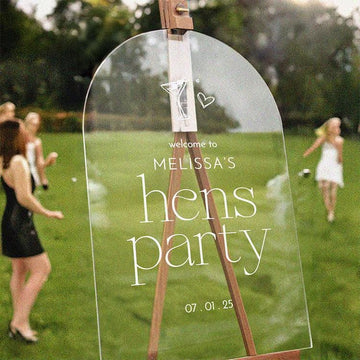 Custom Minimalist Hens Party Sign, Personalized Acrylic Signage For Hens Party Decorations - SpeedyOrders