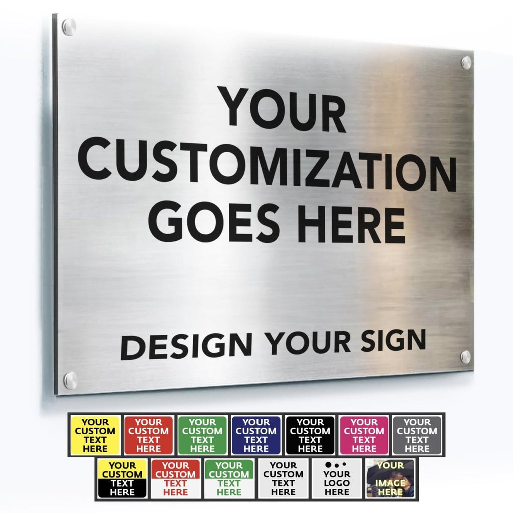 Custom Outdoor Brusehd Metal Signs, Personalized Silver Aluminum Signs, Gold Metal Business Signs - SpeedyOrders