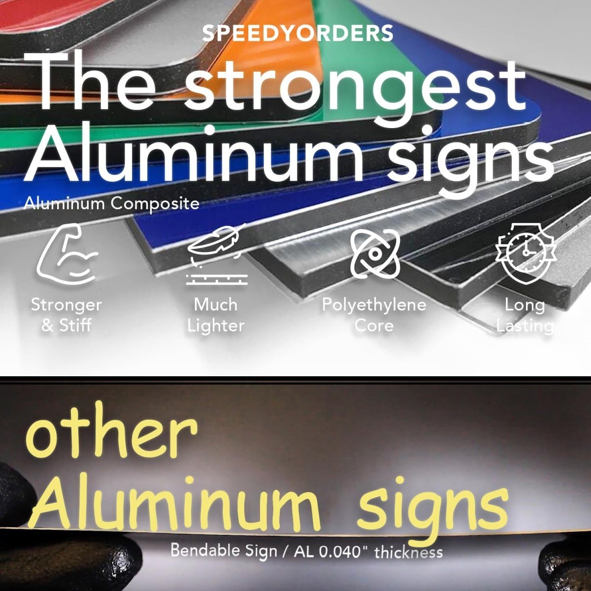 Custom Brushed Silver & Gold Aluminum Signs | SpeedyOrders