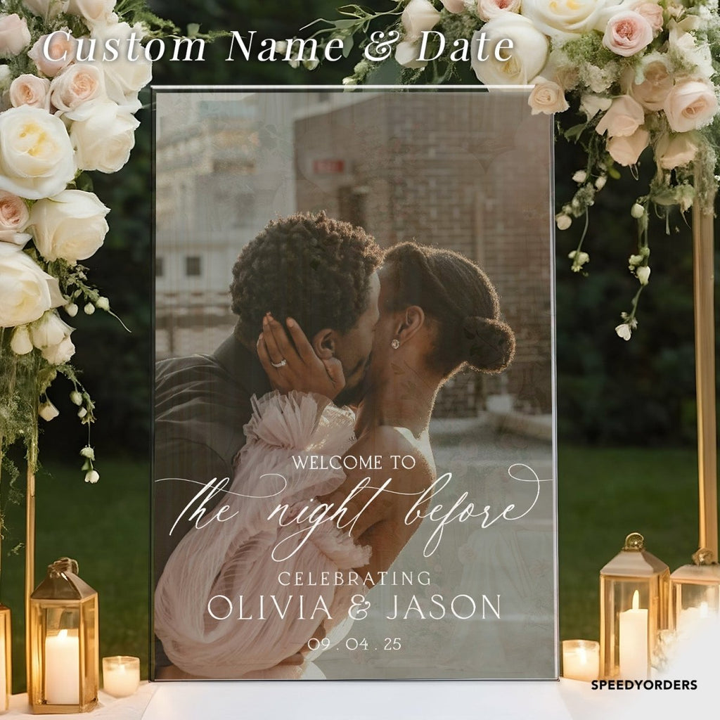 Custom Portrait Photo Rehearsal Dinner Sign in size 24x16, 36x24 and 42x28 Inches - SpeedyOrders