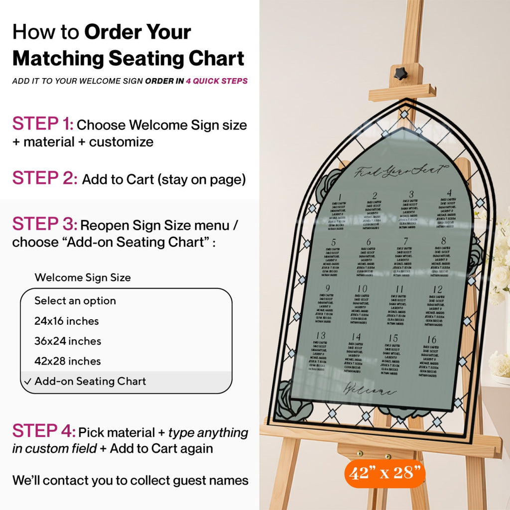 Custom Stained Glass Wedding Sign, Sage Floral Wedding Welcome Sign - SpeedyOrders