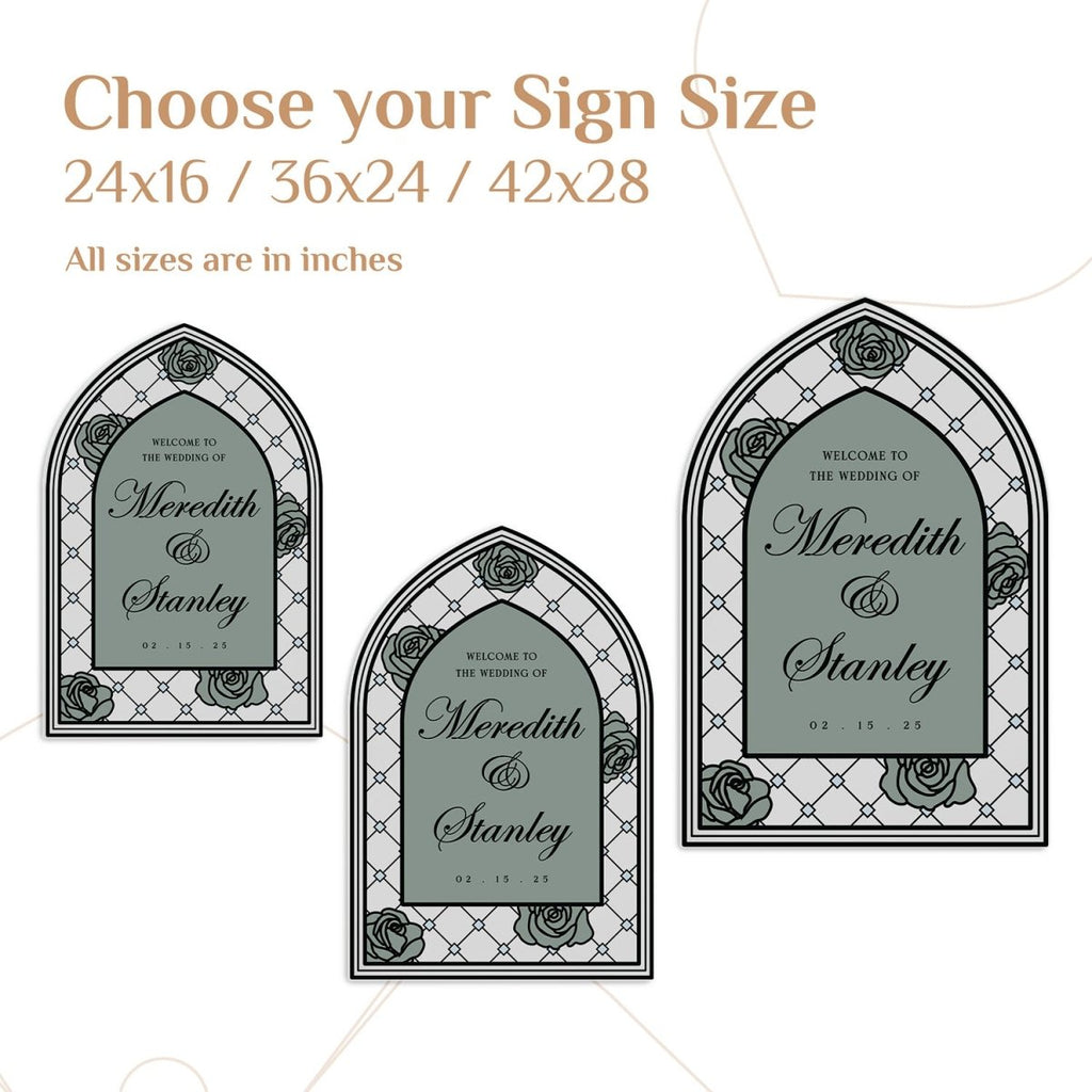 Custom Stained Glass Wedding Sign, Sage Floral Wedding Welcome Sign - SpeedyOrders