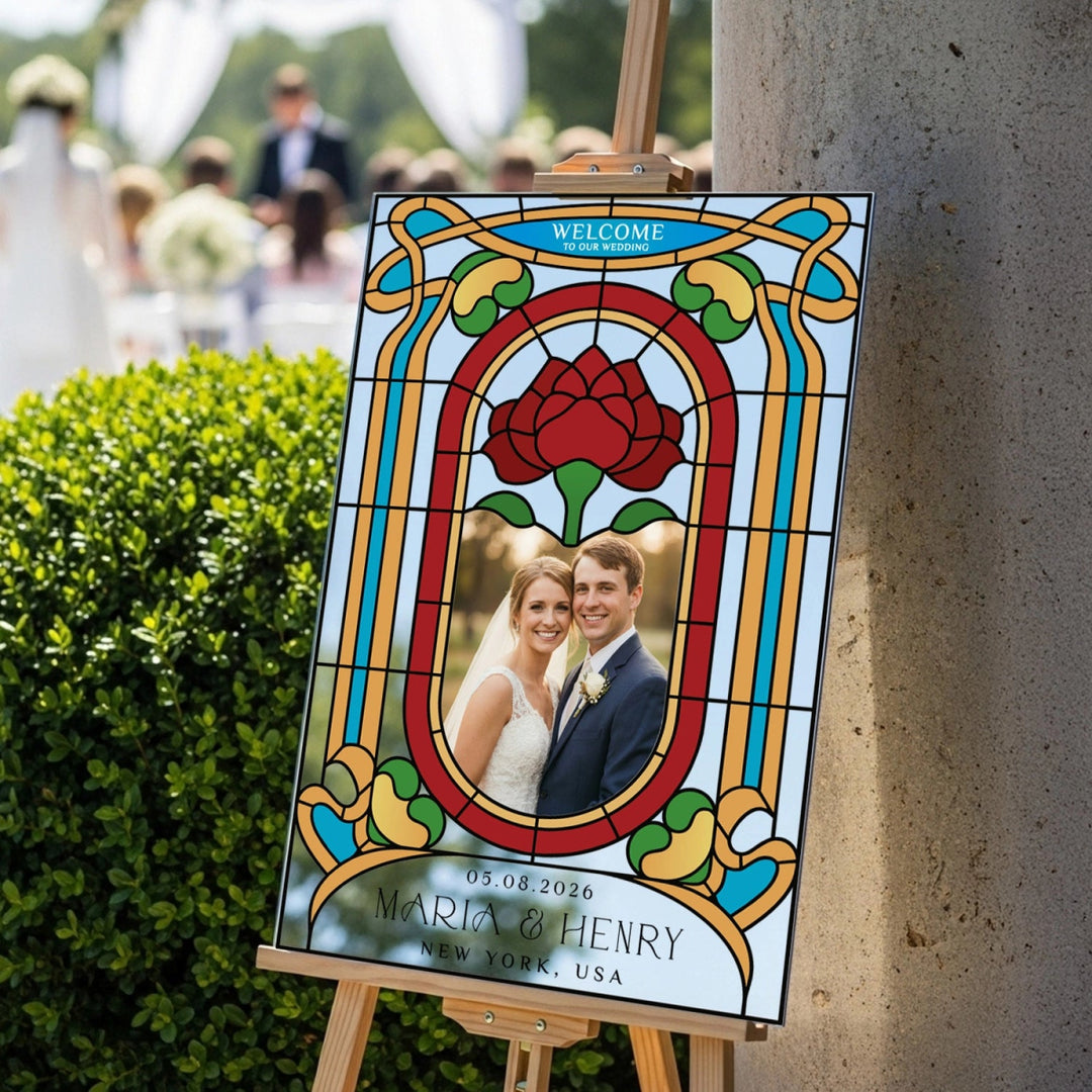 Custom Stranger Photo Wedding Sign, Stained Glass Things Inspired Wedding Sign, - SpeedyOrders