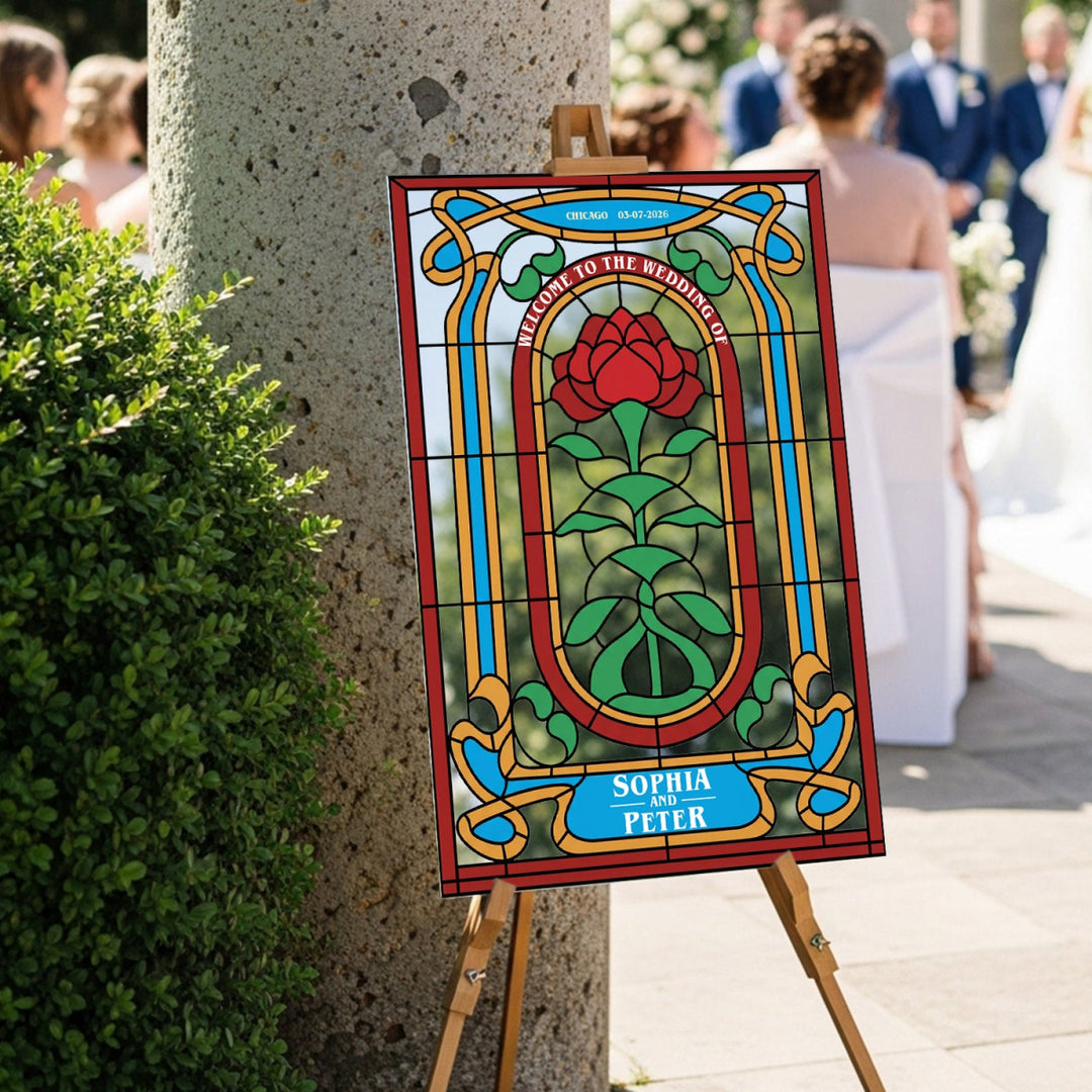 Custom Stranger Stained Glass Wedding Sign, Creel House Things Inspired Wedding Sign - SpeedyOrders