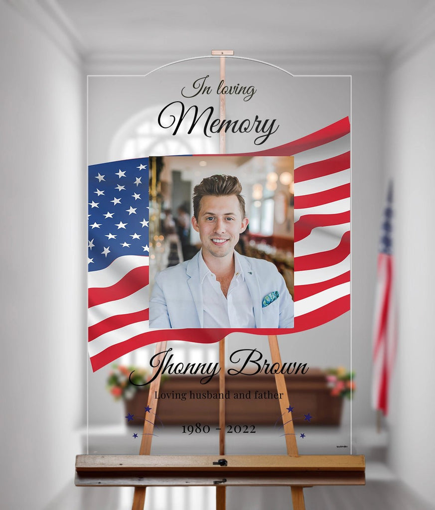 Custom USA In Loving Memory Funeral Sign SpeedyOrders