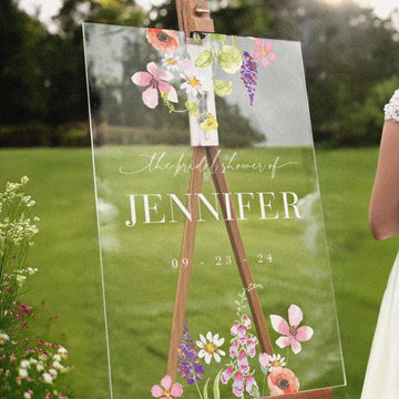 Custom Wildflower Bridal Shower Sign, Personalized Floral Bridal Shower Welcome Sign - SpeedyOrders