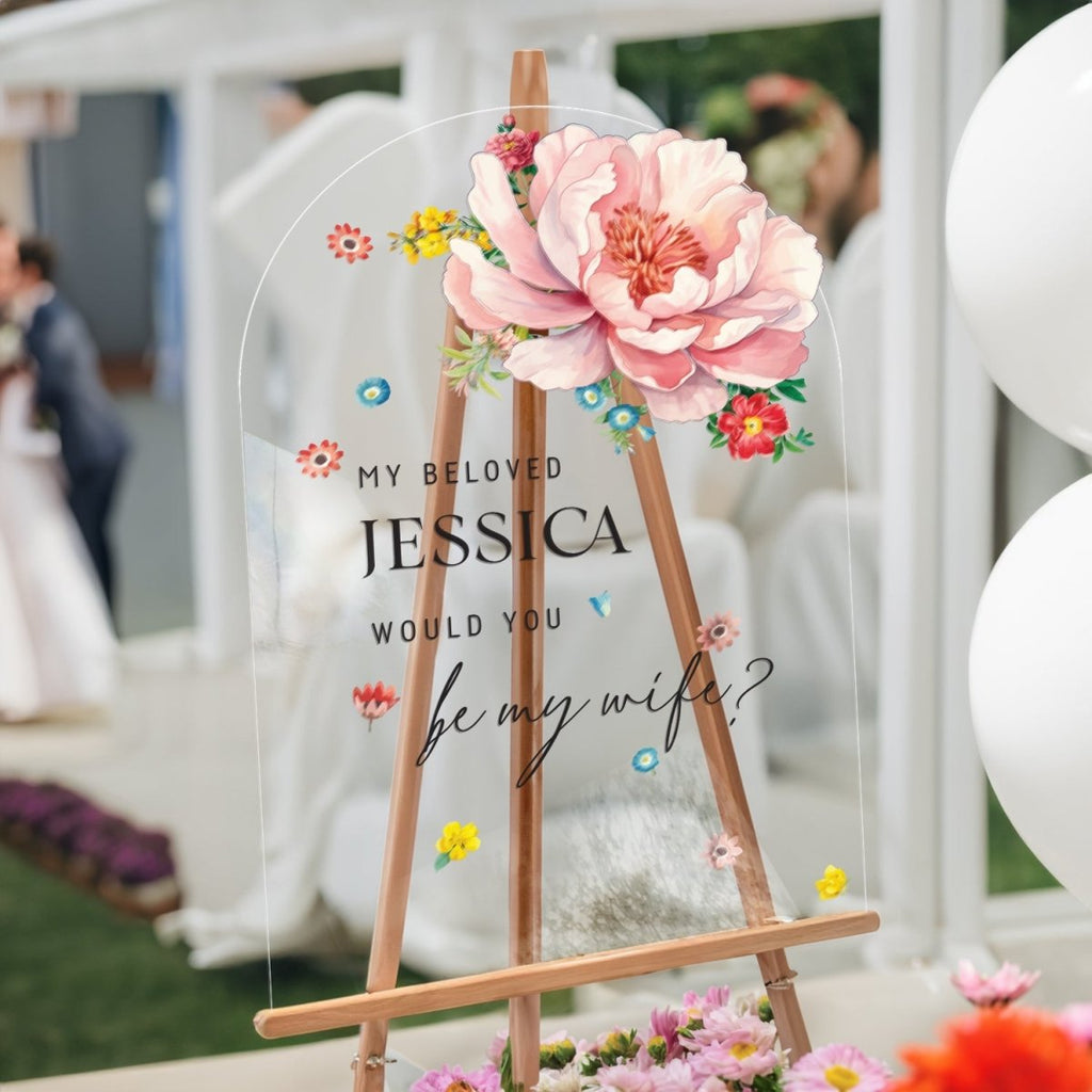 Custom Wildflower Engagement Welcome Sign, Custom Engagement Entrance Sign - SpeedyOrders