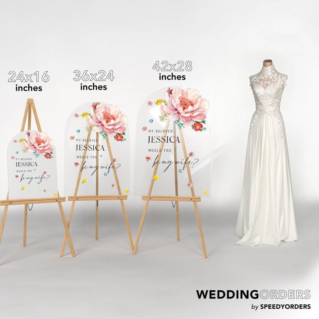 Custom Wildflower Engagement Welcome Sign, Custom Engagement Entrance Sign - SpeedyOrders